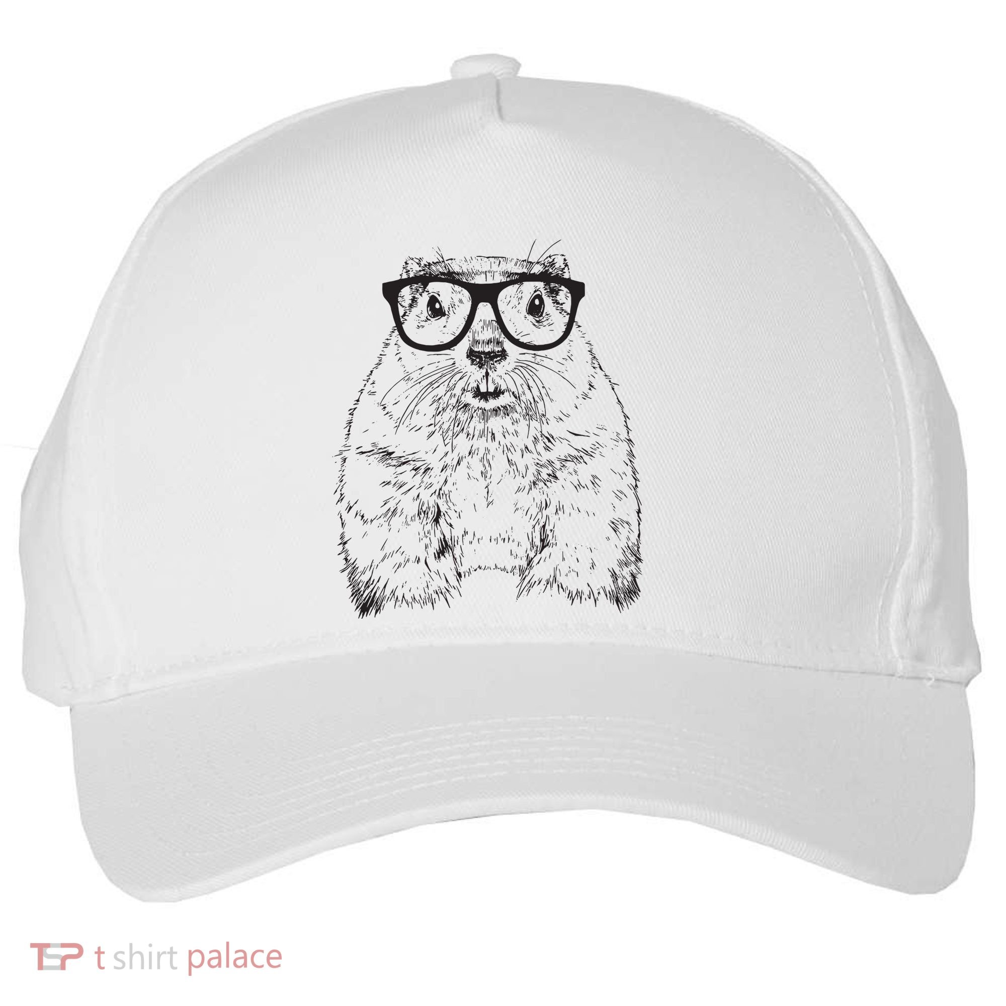 Hipster Groundhog In Nerd Glasses Animal Five-Panel Snapback Cap