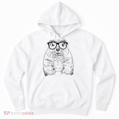Hipster Groundhog In Nerd Glasses Animal Hoodie