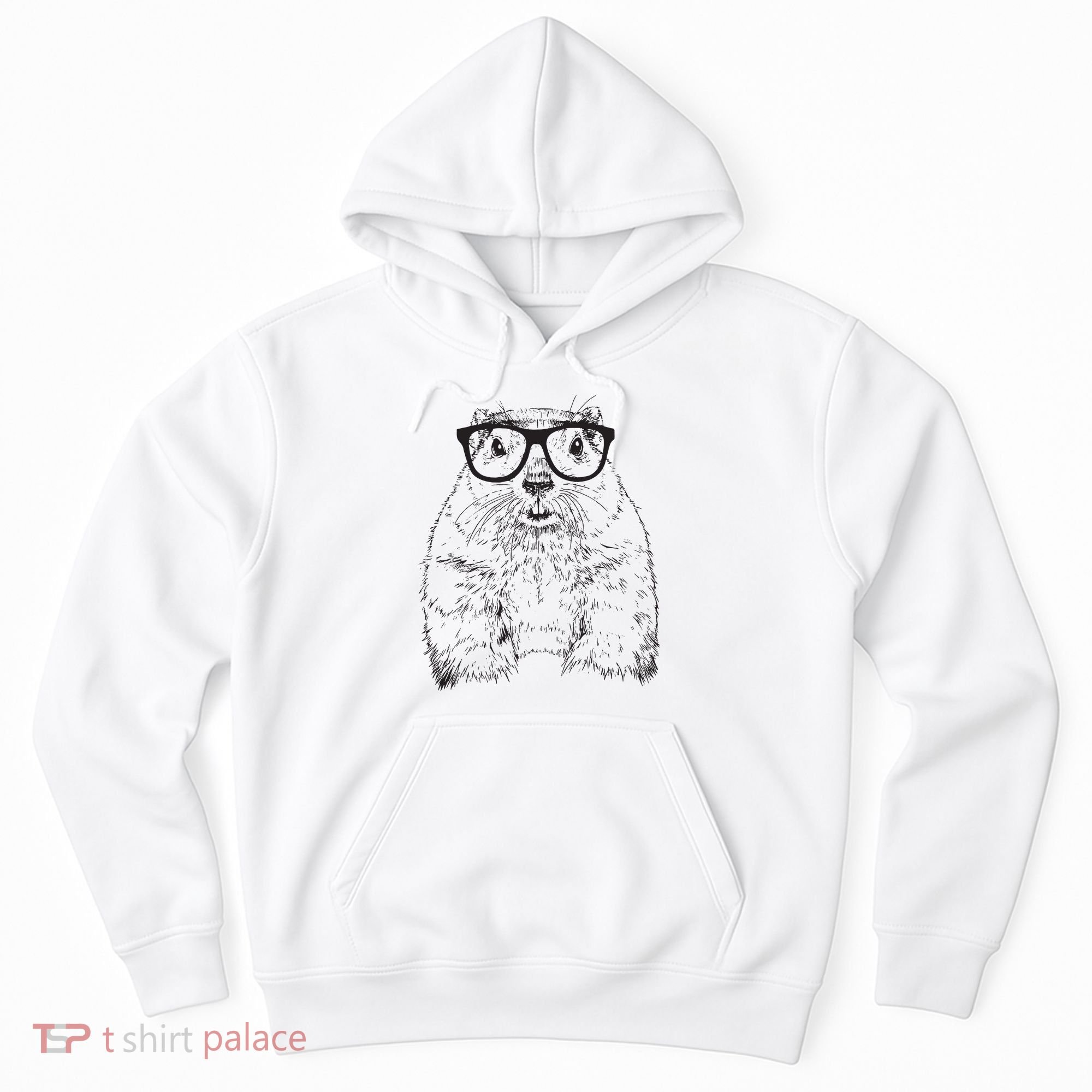 Hipster Groundhog In Nerd Glasses Animal Hoodie