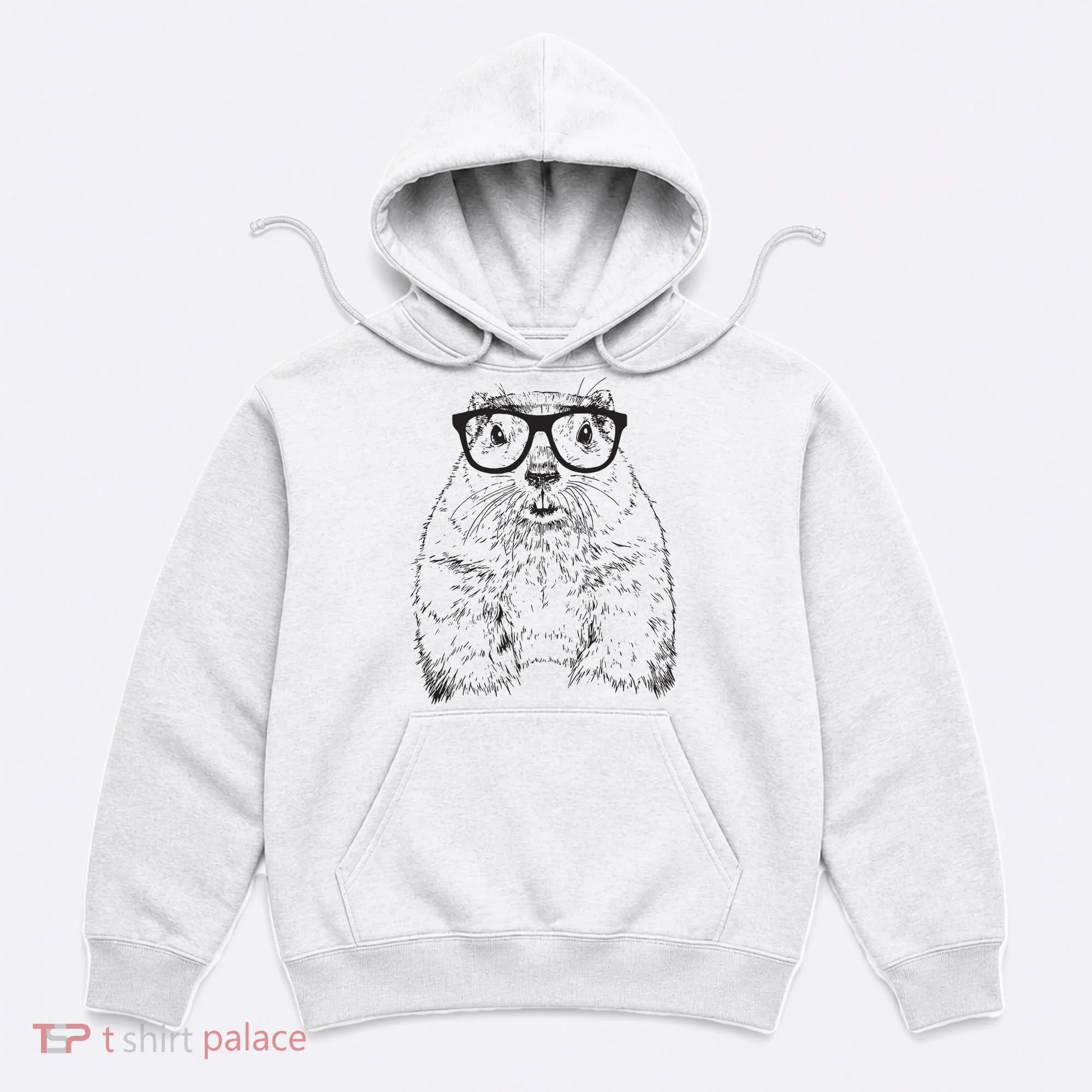 Hipster Groundhog In Nerd Glasses Animal Hoodie
