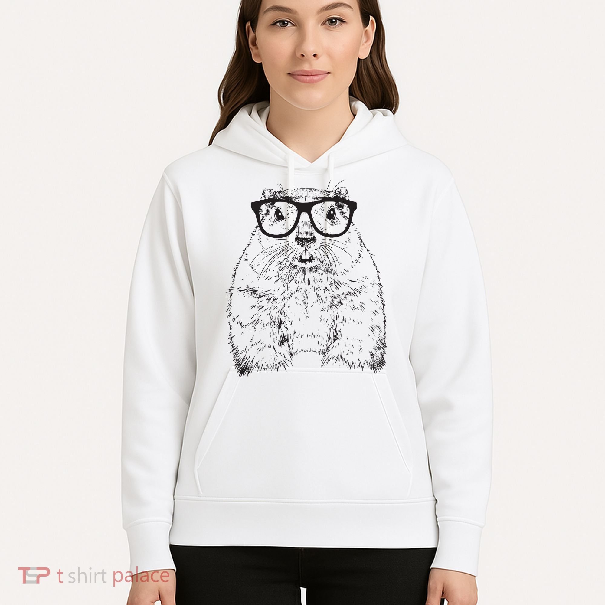 Hipster Groundhog In Nerd Glasses Animal Hoodie