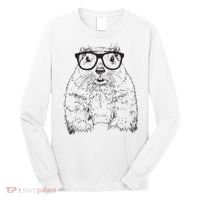 Hipster Groundhog In Nerd Glasses Animal Long Sleeve Shirt thumb 0