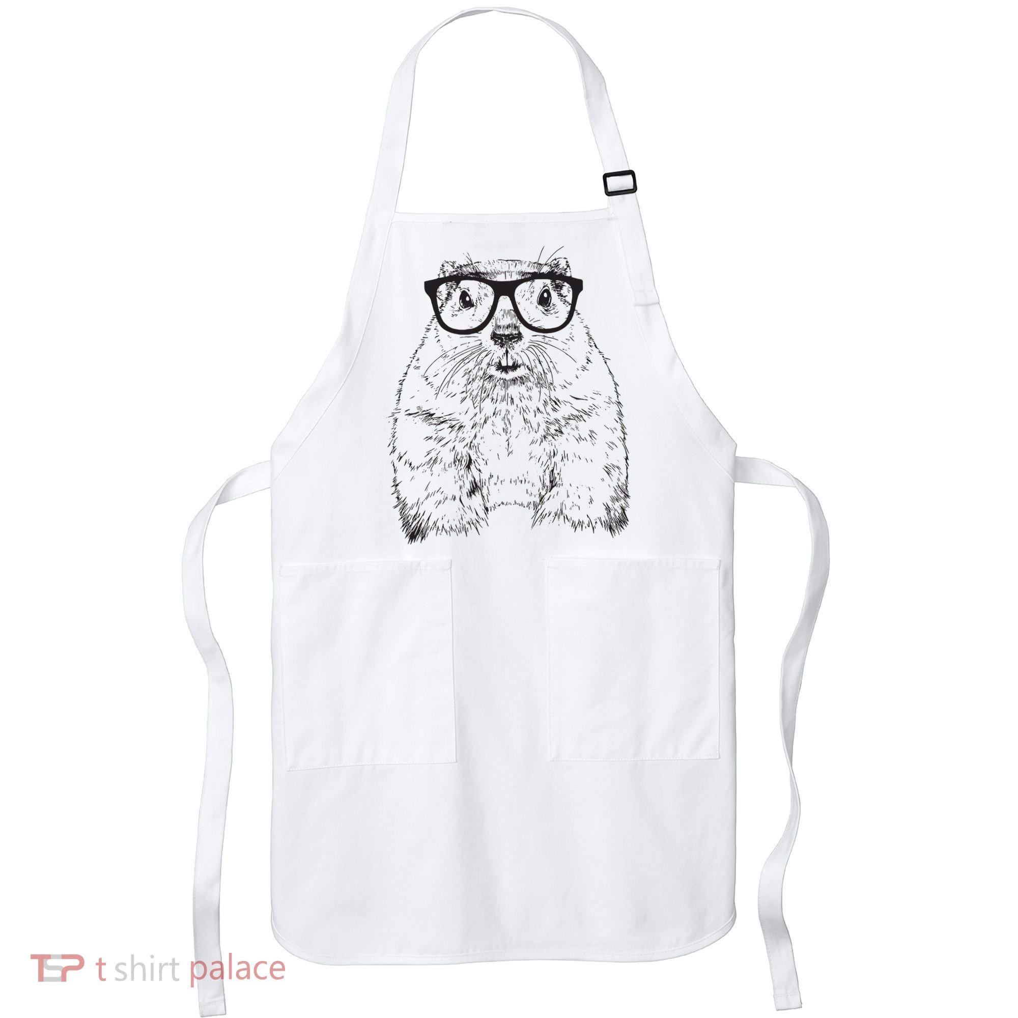 Hipster Groundhog In Nerd Glasses Animal Apron