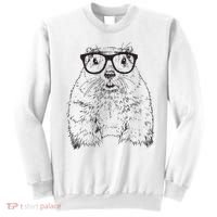 Hipster Groundhog In Nerd Glasses Animal Sweatshirt thumb 0