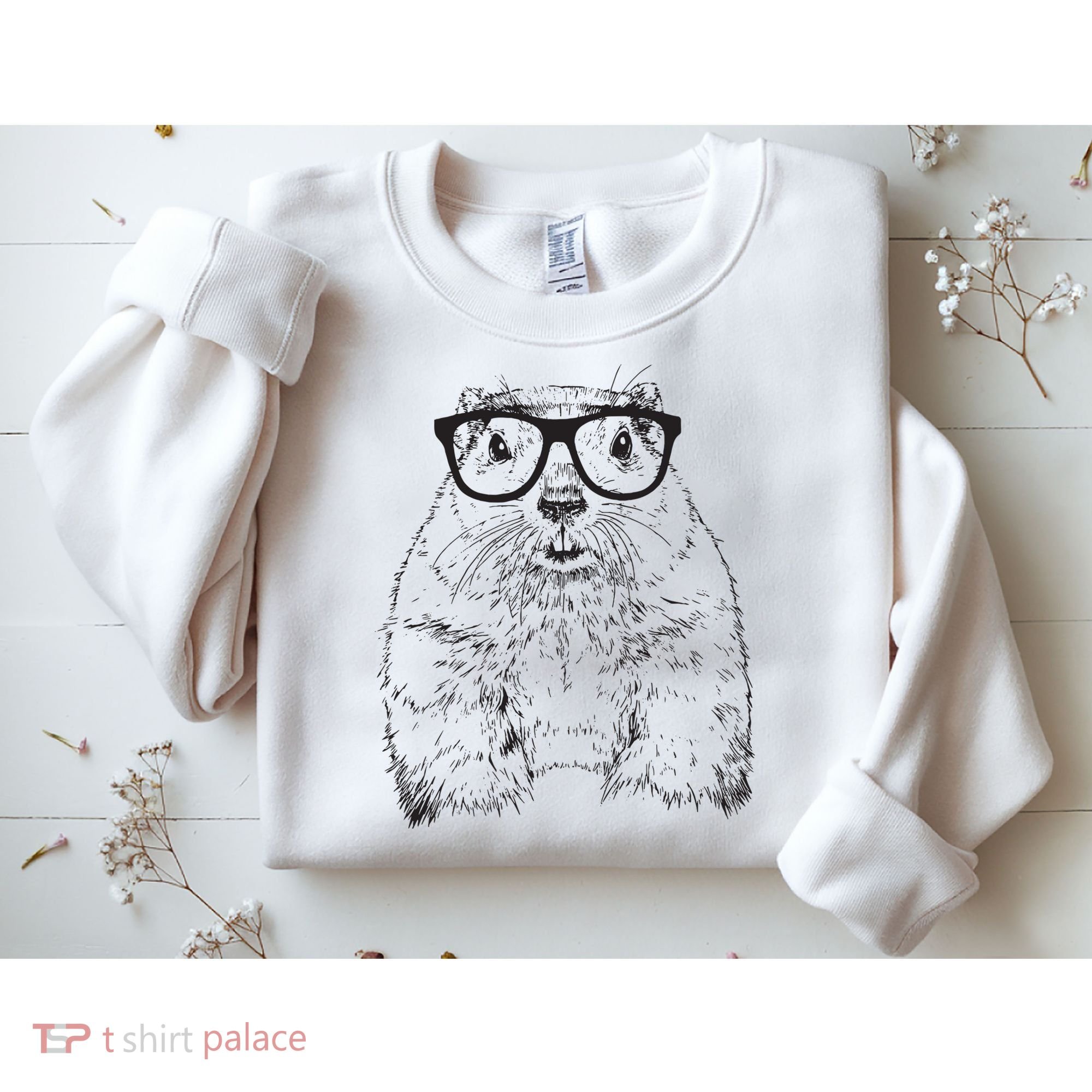 Hipster Groundhog In Nerd Glasses Animal Sweatshirt