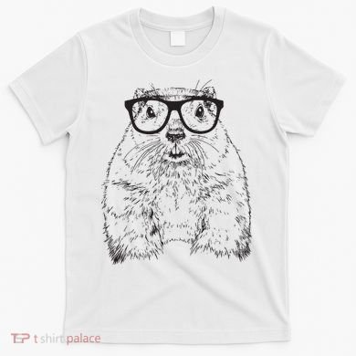 Hipster Groundhog In Nerd Glasses Animal T-Shirt