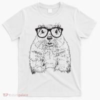 Hipster Groundhog In Nerd Glasses Animal T-Shirt thumb 0