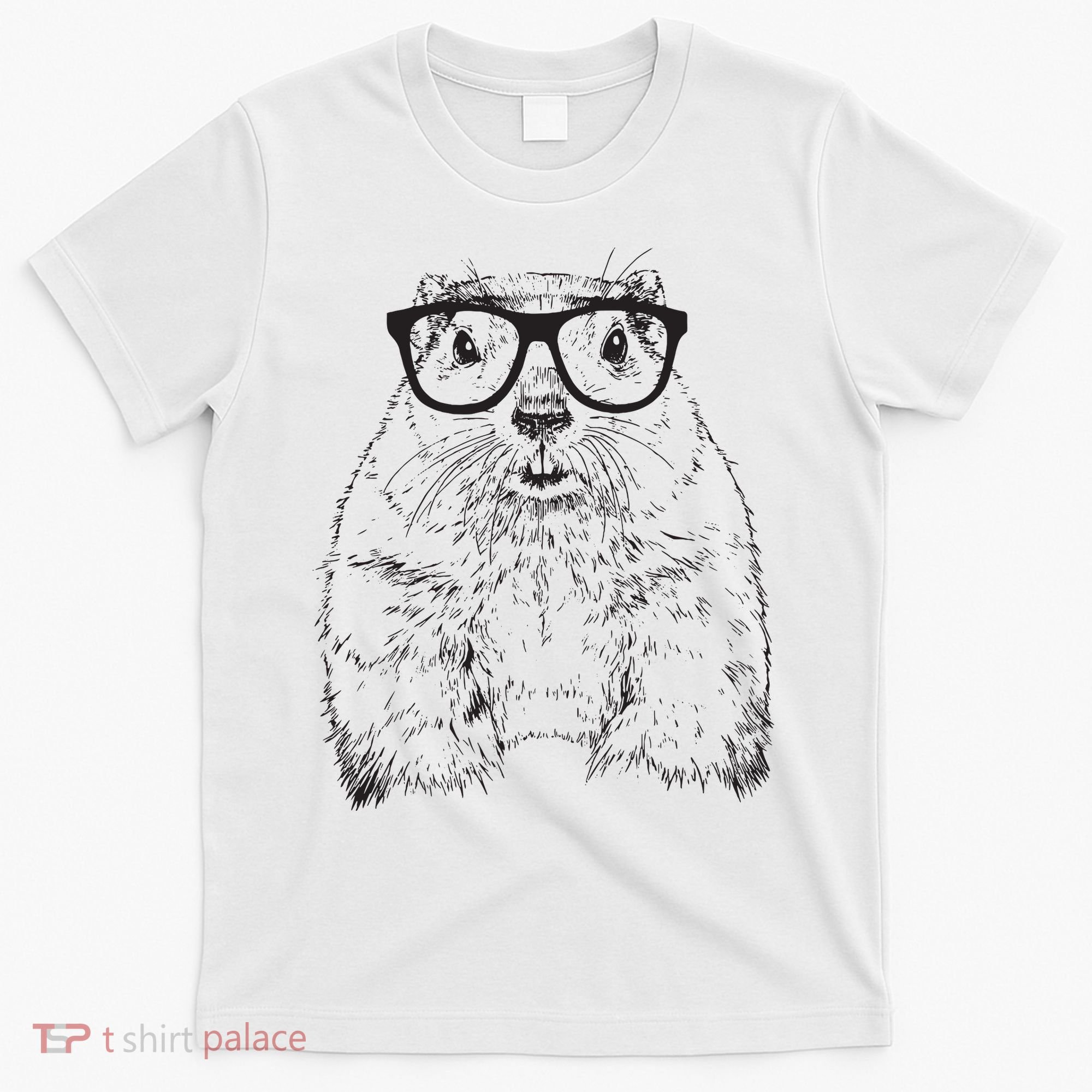 Hipster Groundhog In Nerd Glasses Animal T-Shirt