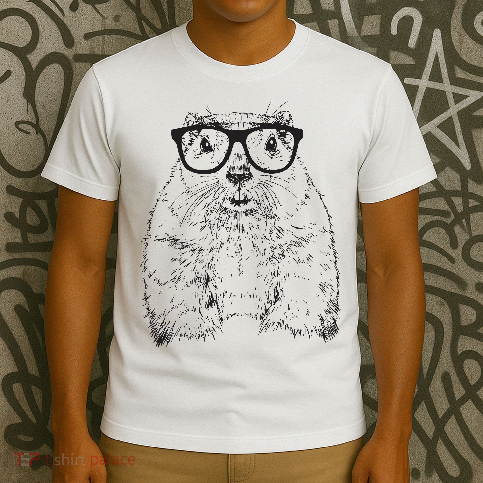 Hipster Groundhog In Nerd Glasses Animal T-Shirt