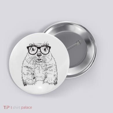 Hipster Groundhog In Nerd Glasses Animal Button