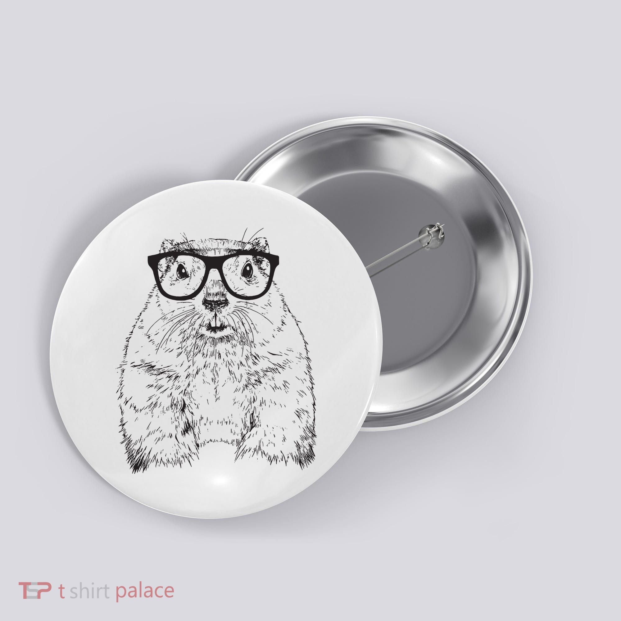 Hipster Groundhog In Nerd Glasses Animal Button