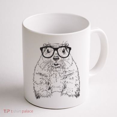 Hipster Groundhog In Nerd Glasses Animal Coffee Mug back
