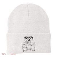 Hipster Groundhog In Nerd Glasses Animal Beanie thumb 0