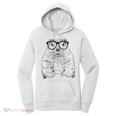 Hipster Groundhog In Nerd Glasses Animal Women's Hoodie