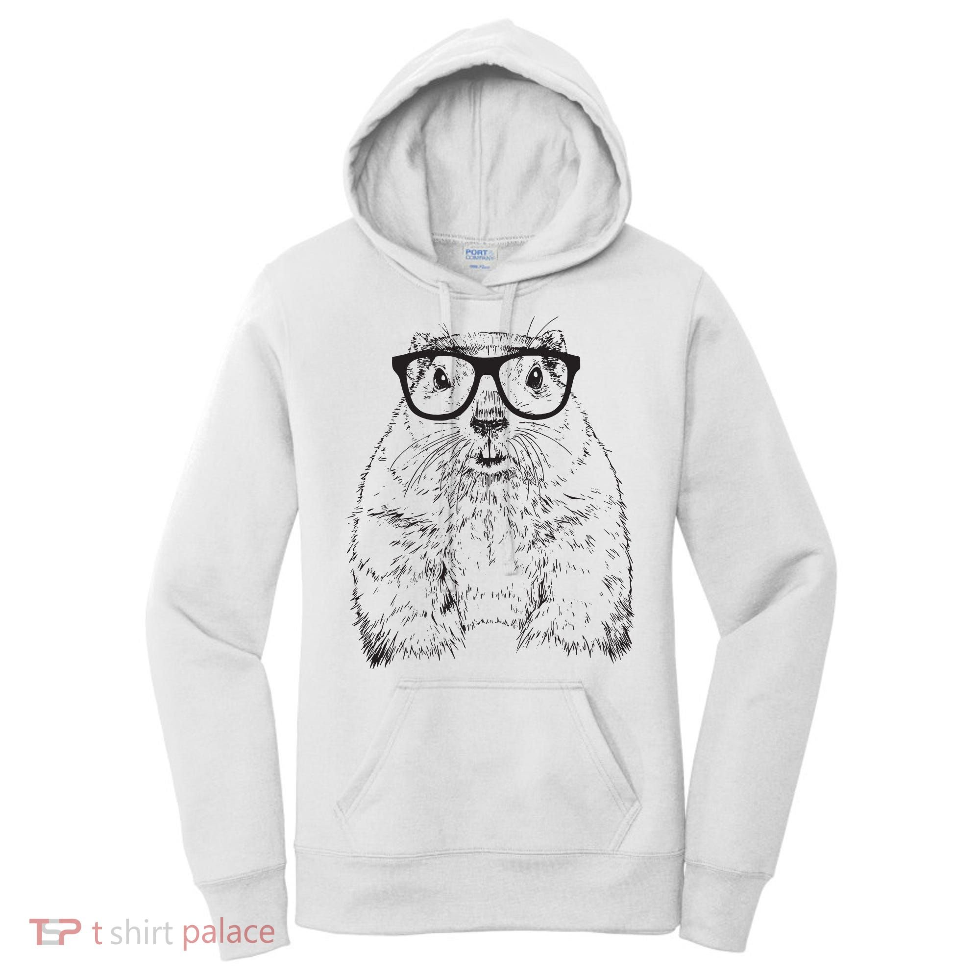 Hipster Groundhog In Nerd Glasses Animal Women's Hoodie