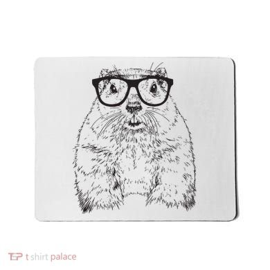 Hipster Groundhog In Nerd Glasses Animal Mousepad