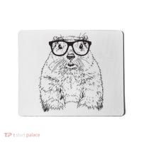 Hipster Groundhog In Nerd Glasses Animal Mousepad thumb 0