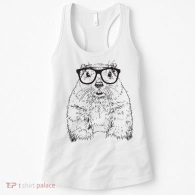 Hipster Groundhog In Nerd Glasses Animal Women's Tank Top