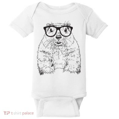 Hipster Groundhog In Nerd Glasses Animal Baby Bodysuit