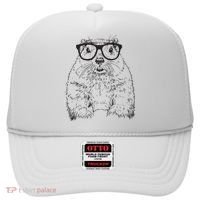 Hipster Groundhog In Nerd Glasses Animal Hat thumb 0
