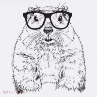 Hipster Groundhog In Nerd Glasses Animal Hat thumb 2