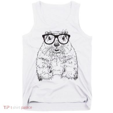Hipster Groundhog In Nerd Glasses Animal Tank Top