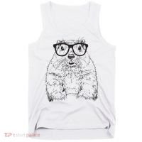 Hipster Groundhog In Nerd Glasses Animal Tank Top thumb 0