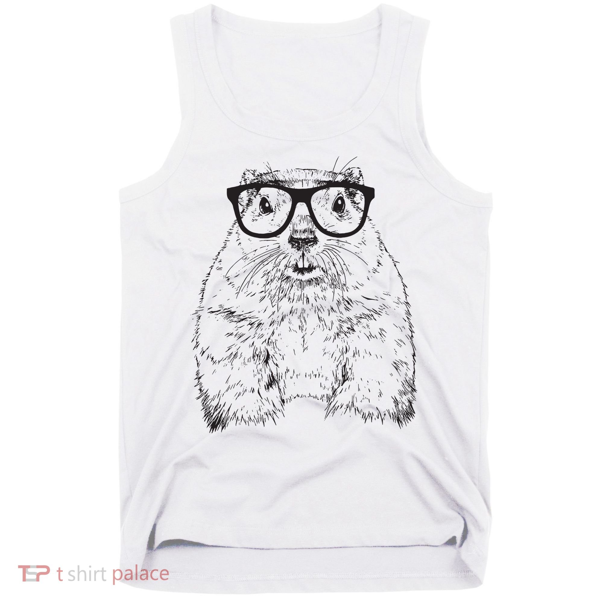Hipster Groundhog In Nerd Glasses Animal Tank Top
