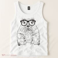 Hipster Groundhog In Nerd Glasses Animal Tank Top thumb 2