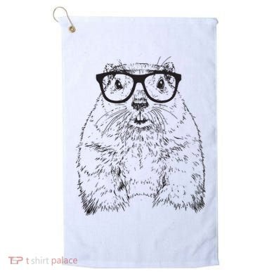 Hipster Groundhog In Nerd Glasses Animal Golf Towel