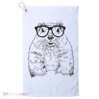 Hipster Groundhog In Nerd Glasses Animal Golf Towel thumb 0