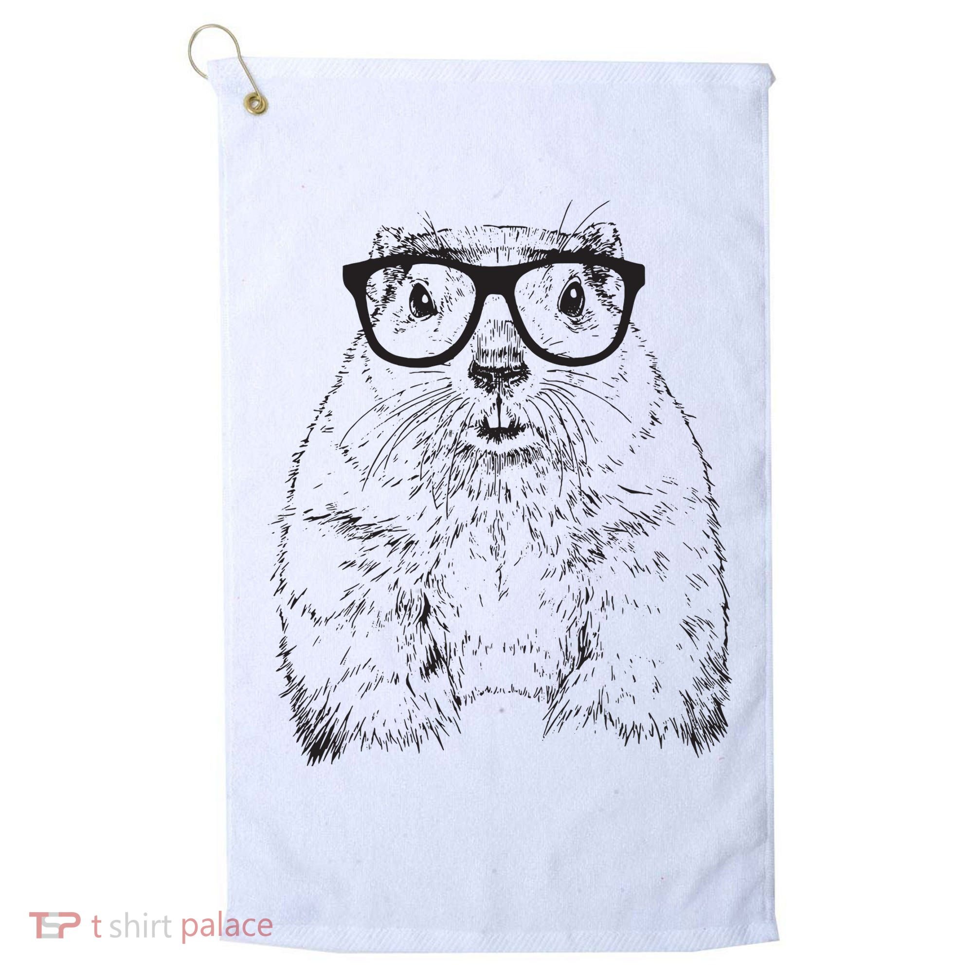 Hipster Groundhog In Nerd Glasses Animal Golf Towel