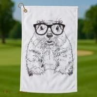 Hipster Groundhog In Nerd Glasses Animal Golf Towel thumb 1