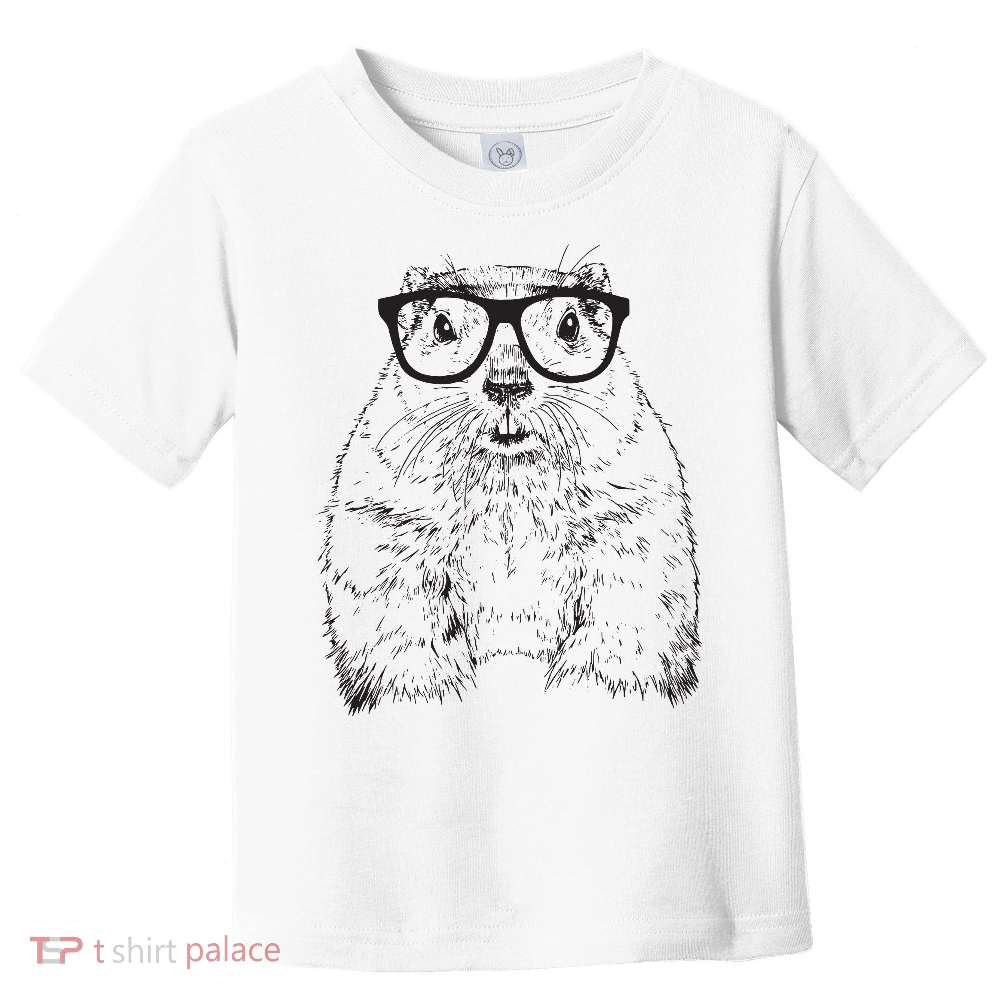 Hipster Groundhog In Nerd Glasses Animal Toddler T-Shirt