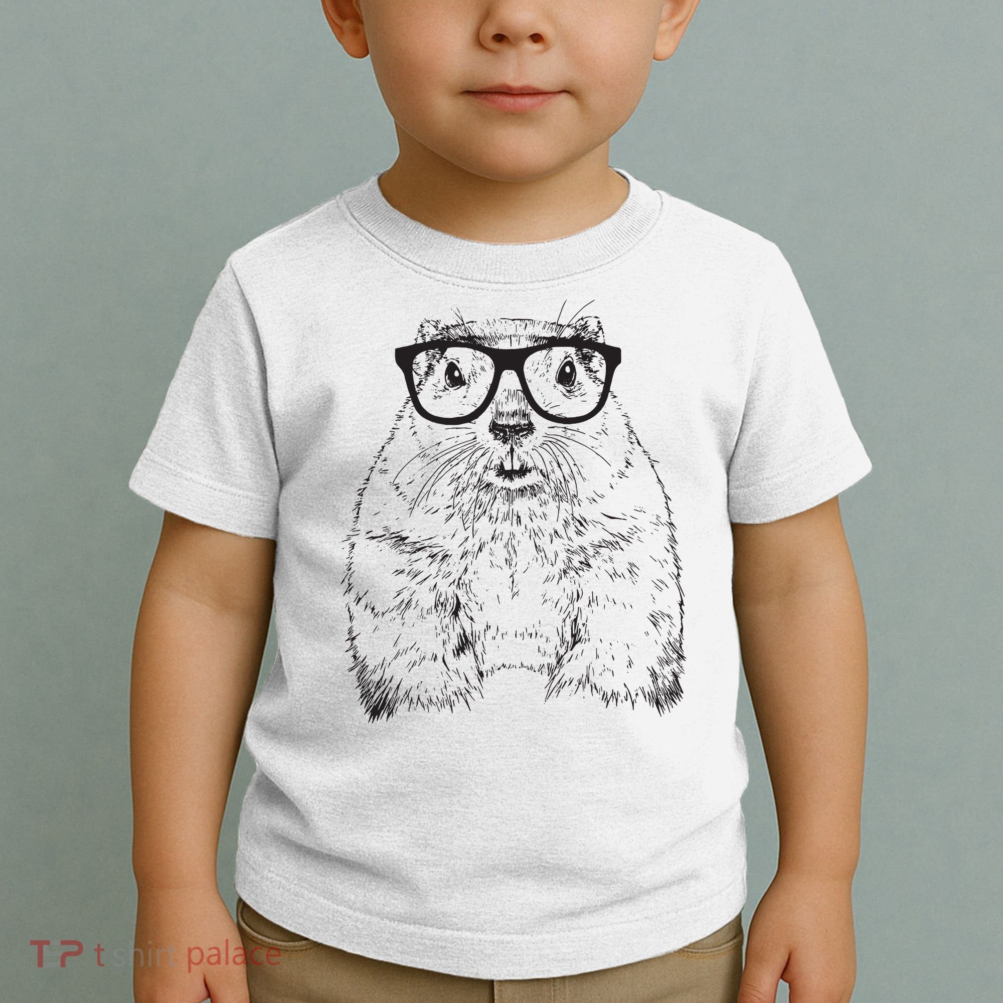 Hipster Groundhog In Nerd Glasses Animal Toddler T-Shirt