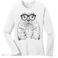 Hipster Groundhog In Nerd Glasses Animal Women's Long Sleeve Shirt thumb 0