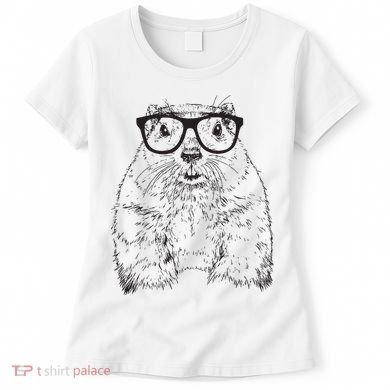 Hipster Groundhog In Nerd Glasses Animal Women's T-Shirt