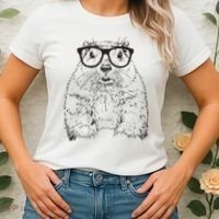 Hipster Groundhog In Nerd Glasses Animal Women's T-Shirt thumb 2