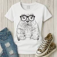 Hipster Groundhog In Nerd Glasses Animal Women's T-Shirt thumb 3