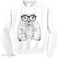Hipster Groundhog In Nerd Glasses Animal Kids Sweatshirt thumb 0