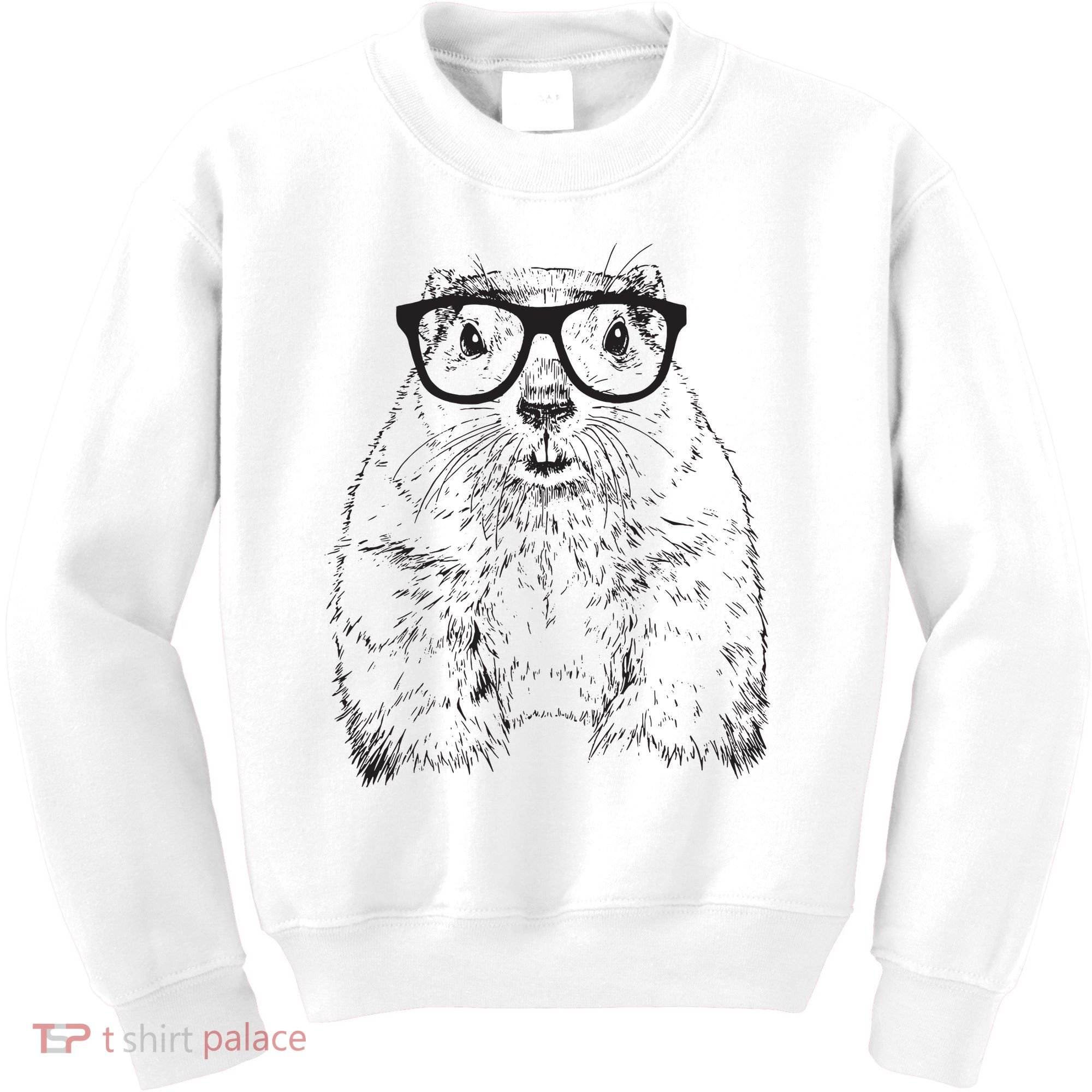 Hipster Groundhog In Nerd Glasses Animal Kids Sweatshirt