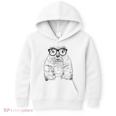 Hipster Groundhog In Nerd Glasses Animal Kids Hoodie