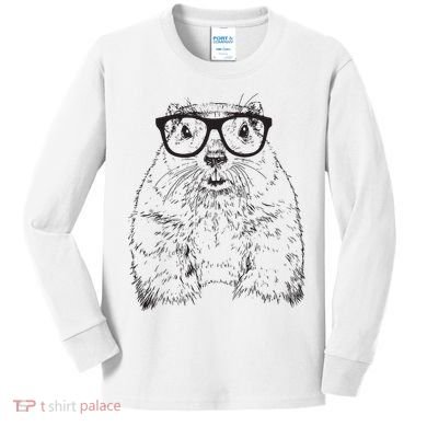 Hipster Groundhog In Nerd Glasses Animal Kids Long Sleeve Shirt