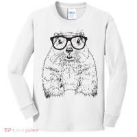 Hipster Groundhog In Nerd Glasses Animal Kids Long Sleeve Shirt thumb 0