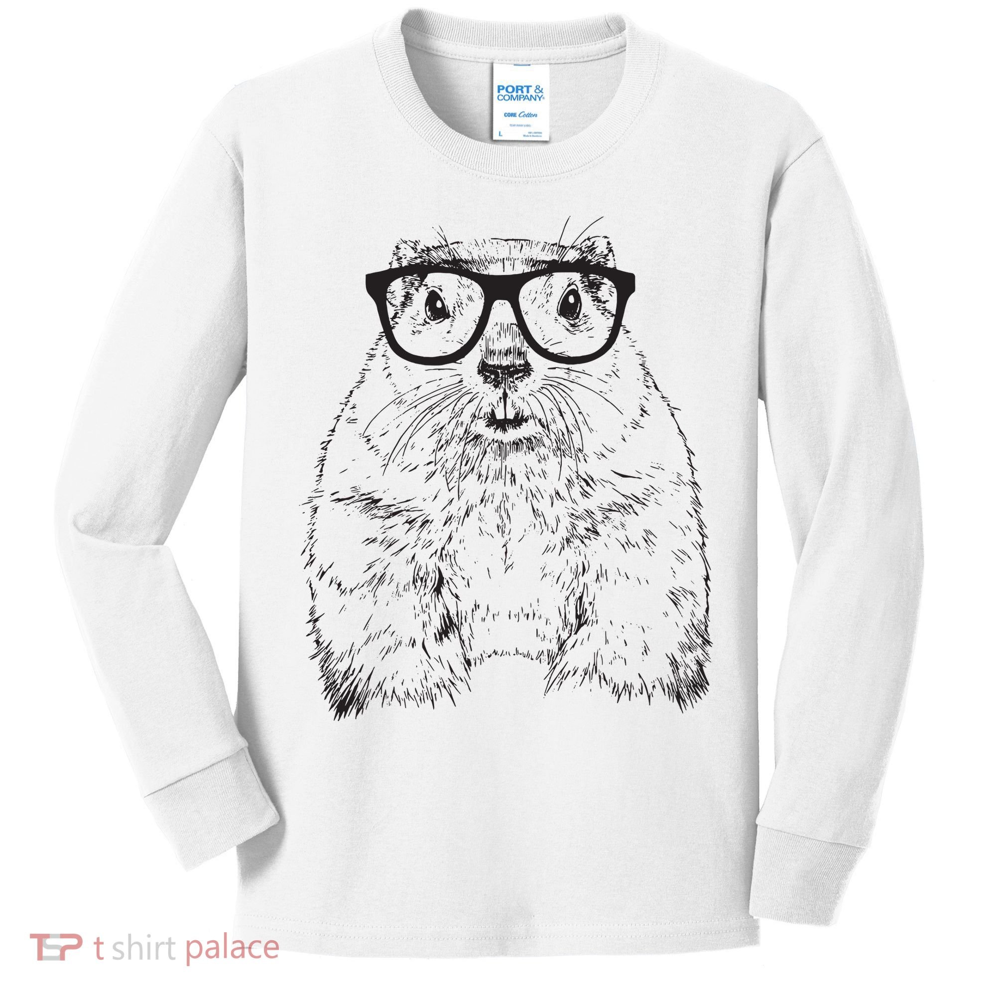 Hipster Groundhog In Nerd Glasses Animal Kids Long Sleeve Shirt