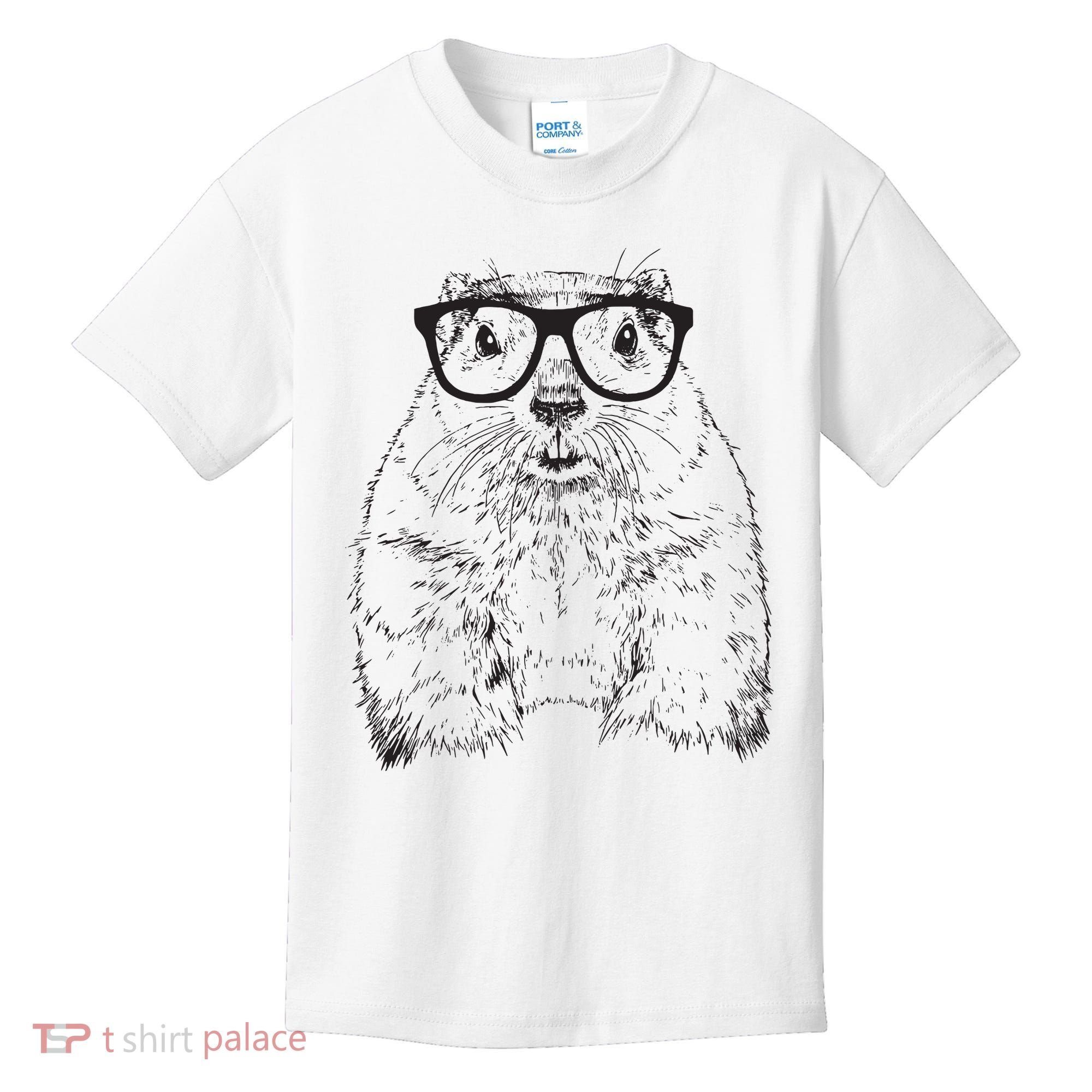 Hipster Groundhog In Nerd Glasses Animal Kids T-Shirt