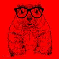 Hipster Groundhog In Nerd Glasses Animal Santa Hat thumb 1