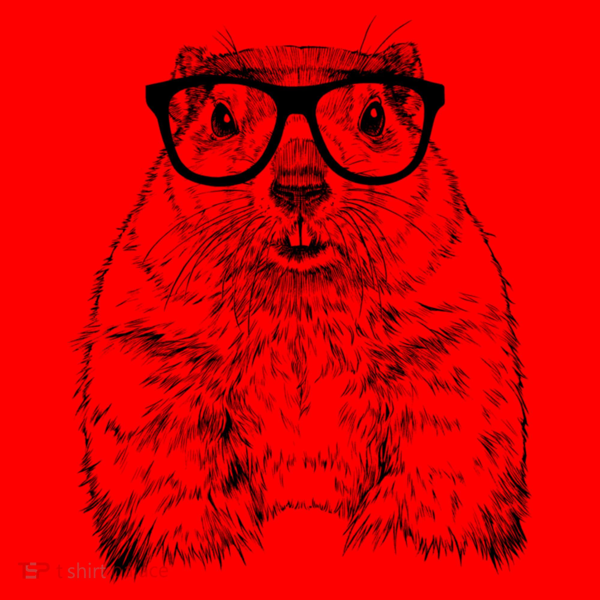 Hipster Groundhog In Nerd Glasses Animal Santa Hat