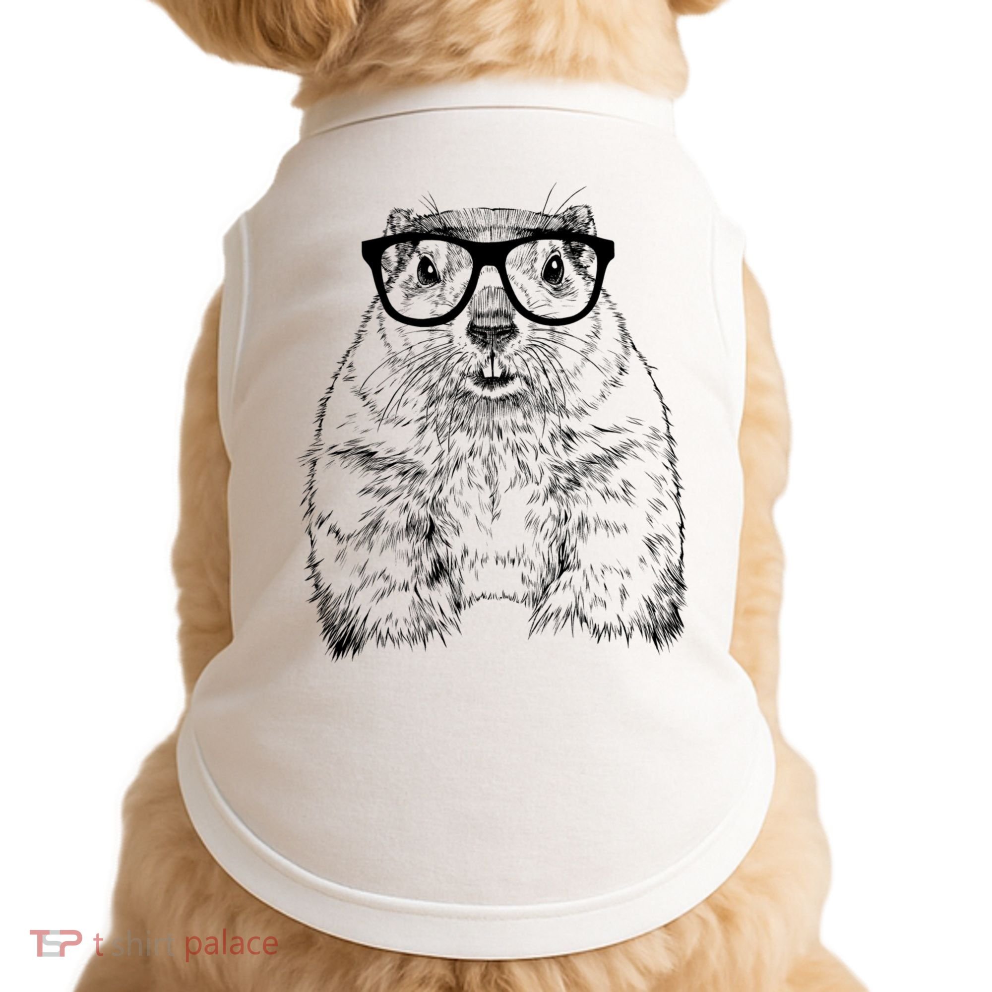 Hipster Groundhog In Nerd Glasses Animal Doggie Tank