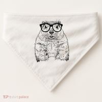 Hipster Groundhog In Nerd Glasses Animal USA-Made Doggie Bandana thumb 0